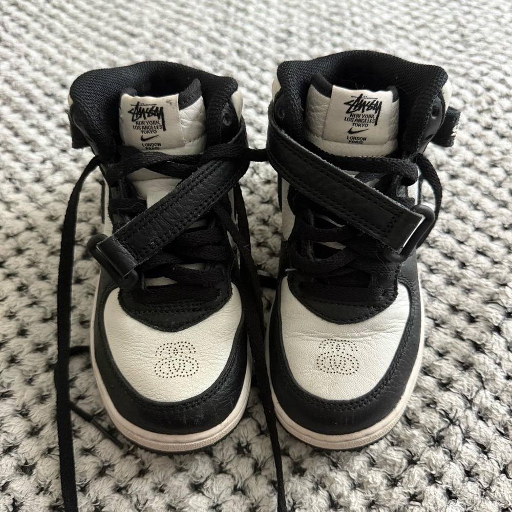 Stussy Kids Black and White Sneakers